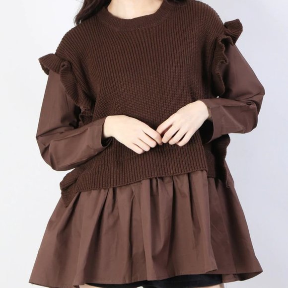 W♥C / Wego Japan black knit layered dress - Picture 3 of 8